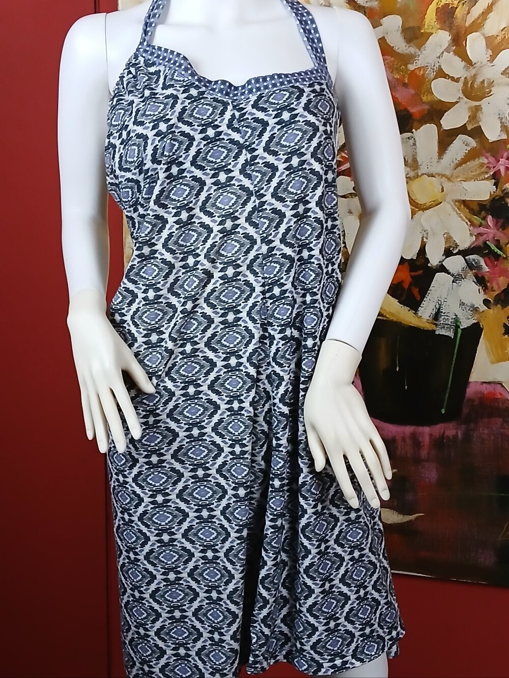 Prana Blue Pattern Halter Midi Dress